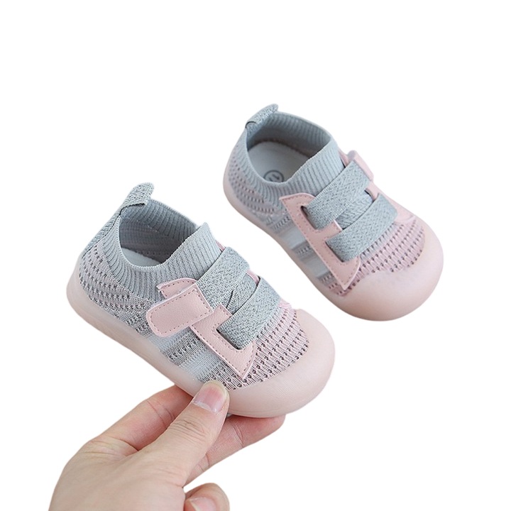 Pantofi copii stil adidas Mixbo, cu scai si banda elastica pe glezna, brant moale, talpa antiderapanta, Roz