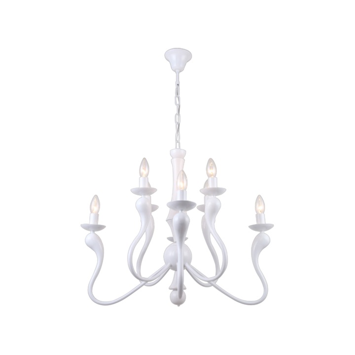 Candelabru IMPRESS, 8xE14, 70x95cm, metal, alb, IP20