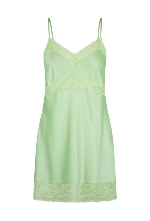 LingaDore, Camasa de noapte de satin cu insertii de dantela, Verde deschis