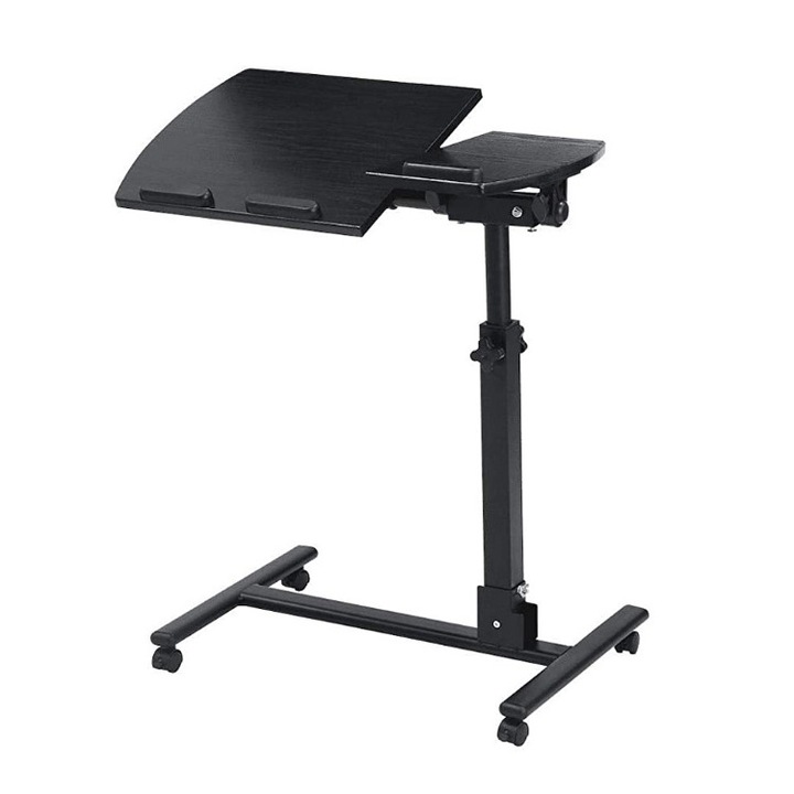 Suport Masa Portabila HOZRO, pentru Laptop – Reglabil pe Inaltime si Inclinare, Cu Blat din Lemn si Cadru Metalic, Ideal pentru Pat, Canapea sau Birou