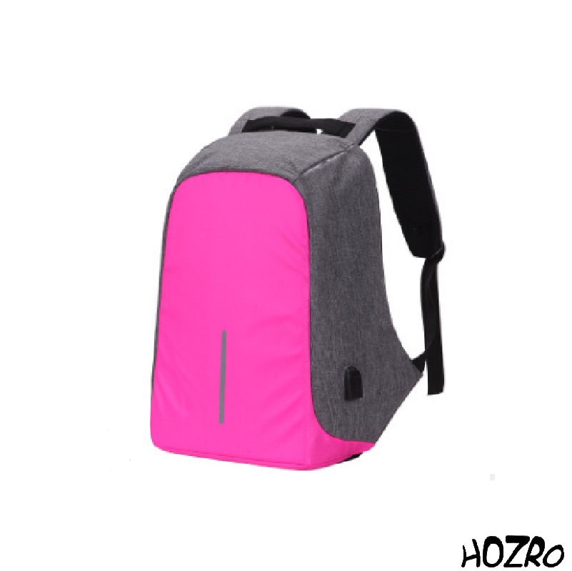 Rucsac Laptop HOZRO, 14 inch, Port USB, Poliester Rezistent, Compartiment Laptop, Calatorie, Scoala sau Birou, Roz