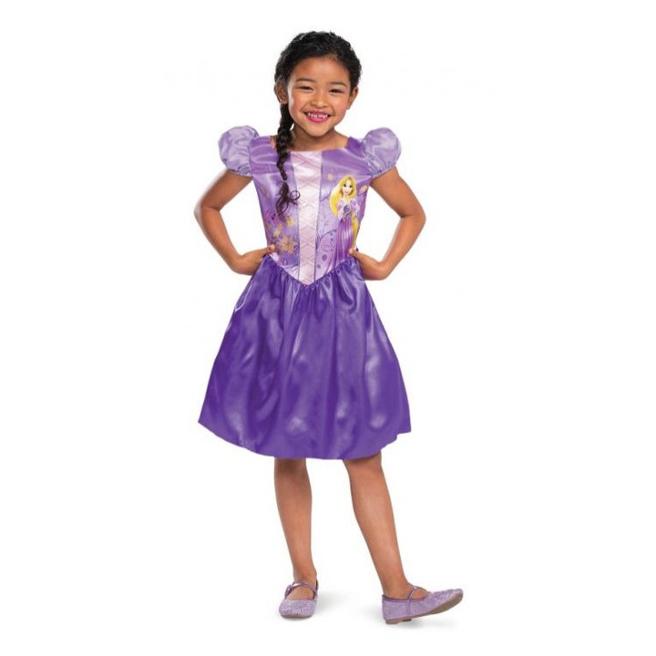 Costum carnaval printesa Rapunzel Basic pentru copii, marime S (5-6 ani)