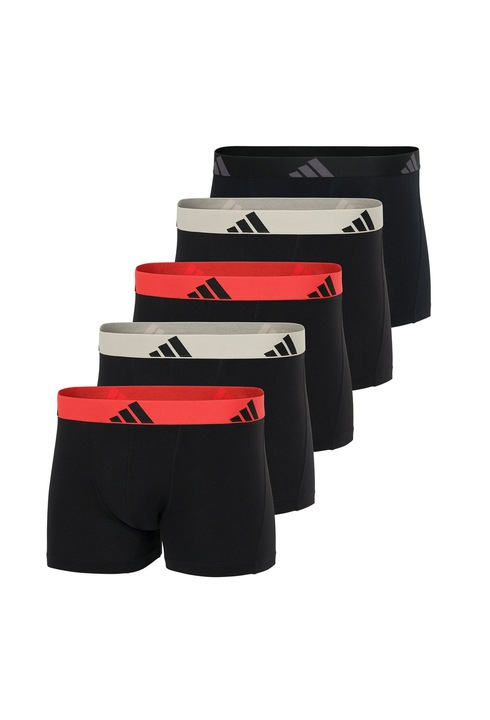 adidas, Set de boxeri cu banda logo in talie Active Flex - 5 perechi, Negru/Portocaliu/Bej