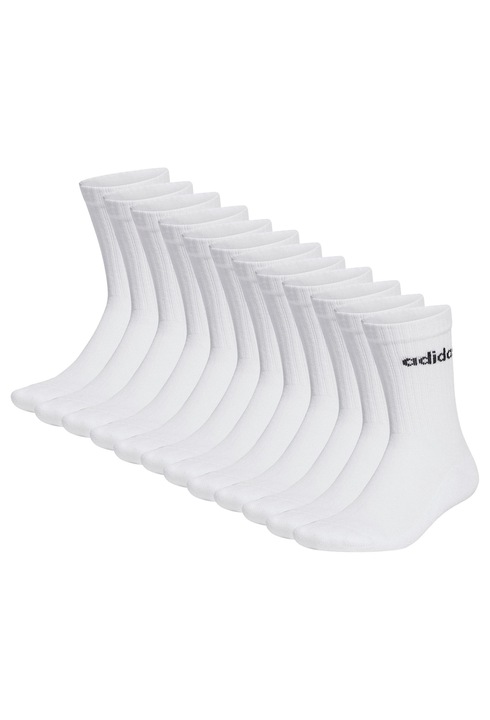 adidas, Set de sosete unisex cu amortizare Linear- 12 perechi, Alb