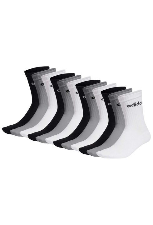 adidas, Set de sosete unisex cu amortizare Linear- 12 perechi, Alb/Negru/Gri