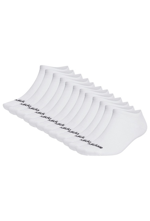 adidas, Set de sosete scurte unisex - 12 perechi, Alb
