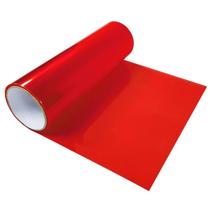 Folie pentru protectia si personalizarea farurilor, 30 x 50cm, DecoMeister®, Model Rosu deschis, FL007-030-0050