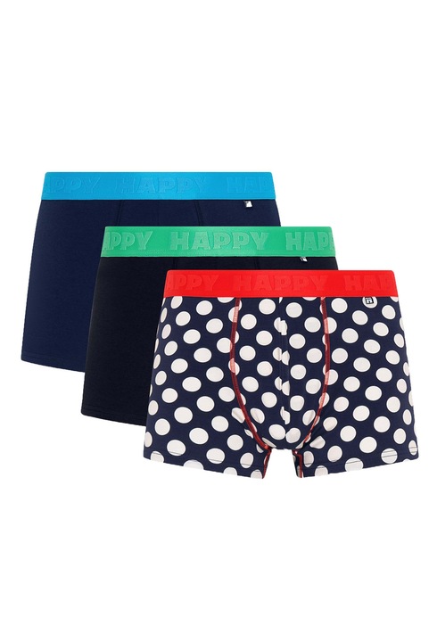 Happy Socks, Set de boxeri cu model - 3 perechi, Verde/Negru/Albastru