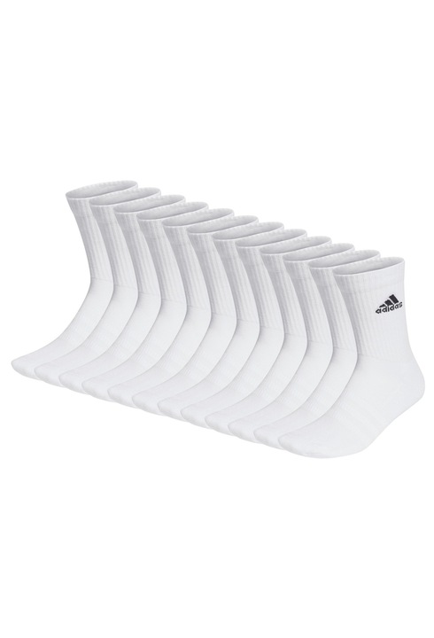 adidas, Set de sosete lungi unisex cu logo -12 perechi, Alb, 43-45
