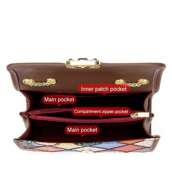 Női táska, Ciela GT2243, természetes bőr, Többszínű