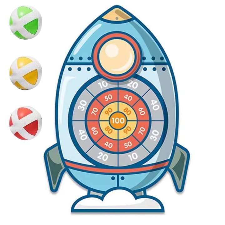 Darts játék gyerekeknek, Woopie, ütő alakú, 3 sün alakú golyó, 38x40cm