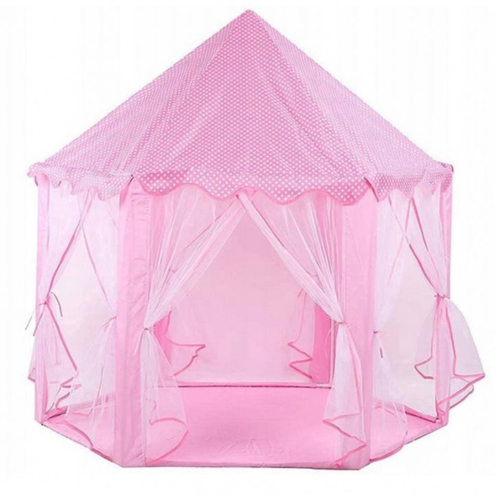 Cort palat roz pentru copii, Woopie, mare, usor de montat, 150x150x160cm