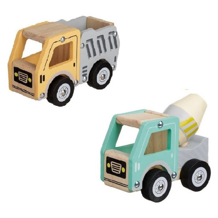 Set Camion Si Betoniera De Jucarie, Din Lemn, 12 Luni +, 14 x 7 x 9 Cm