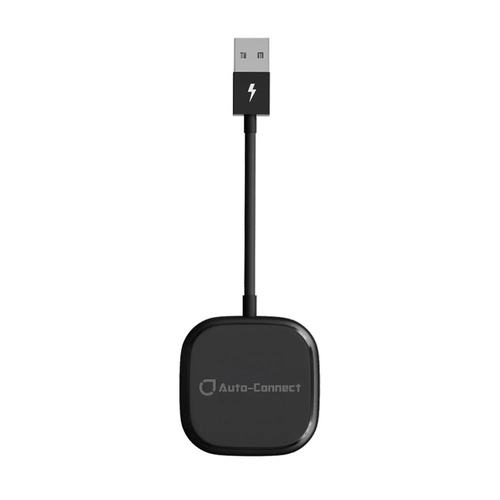 Adaptor Auto-Connect WCA pentru Conversia CarPlay cu fir la wireless, IOS Auto, Conectare Automata, Sincronizare Rapida, include adaptor USB-A la USB-C, Negru