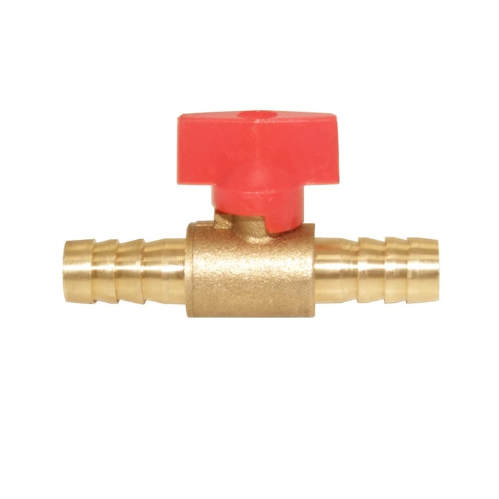 Distribuitor ramificatie gaz alama, 10 mm, 2 cai, robinet-bila furtun, Racord de furtun, pentru apa, gaz, ulei, Aur