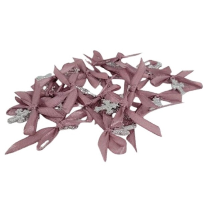 Set 10 de cruciulite, pentru botez culoarea roz prafuit