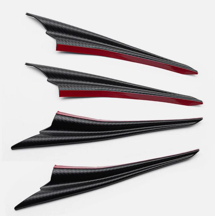 Spoiler bara de protectie auto 4 buc CooTooLa, difuzor buza bara spate, splitter spoiler lateral bara fata, capac transportor caroserie 12,4 inch pentru masina SUV camion coliziune colt protectie garnitura (fibra de carbon neagra)