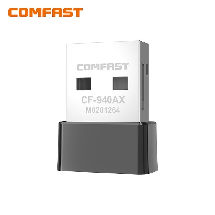 Adaptor wireless USB COMFAST AX300 mini negru 2.4GHz 300Mbps Card WiFi / Dongle USB WiFi 6, fara driver, 802.11ax, pentru sistemul Windows 10/11