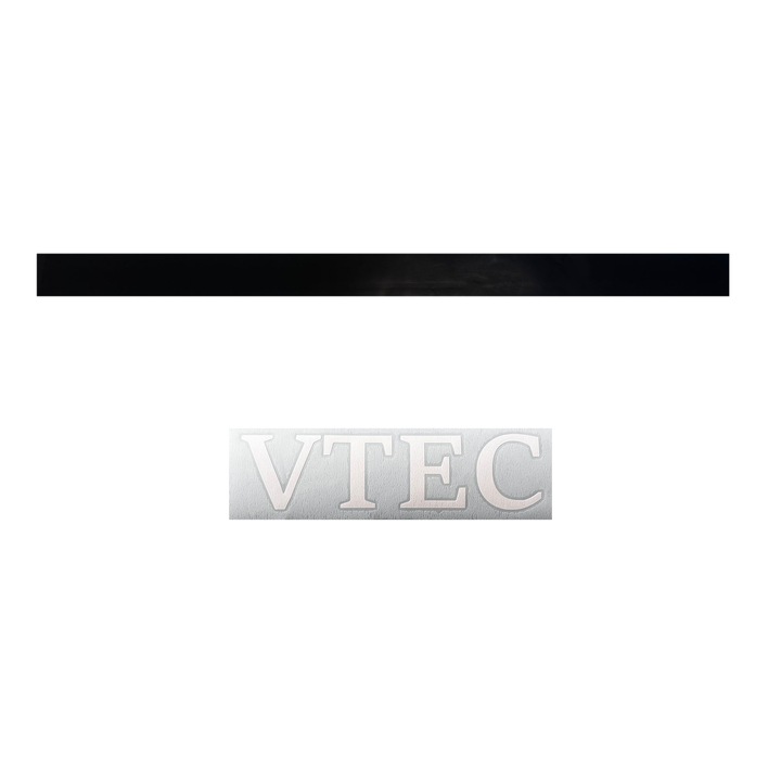 Sticker Parasolar Auto 125x10 cm – Text „VTEC” cu folie de transfer – Honda / JDM Style – Negru + Alb