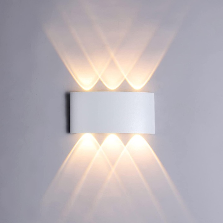 LED fali lámpa Rqiurpn, 6 W, meleg fehér, 16.8x4x8cm, IP65 vízálló, beltéri/kültéri használatra