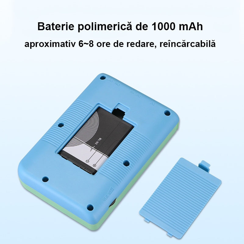 Consola Portabila G5, Rqiurpn, ecran 3 inch, 500 jocuri, baterie 1000mAh, reincarcabila, pentru adulti, conectare la TV, Albastru