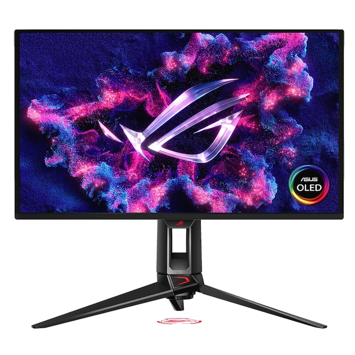 ASUS ROG Strix OLED 26,5"-os gamer monitor, QD-OLED, XG27AQDPG, QHD 2560 x 1440, HDMI, DisplayPort, Pivot, 500 Hz, 0,03 ms, fekete