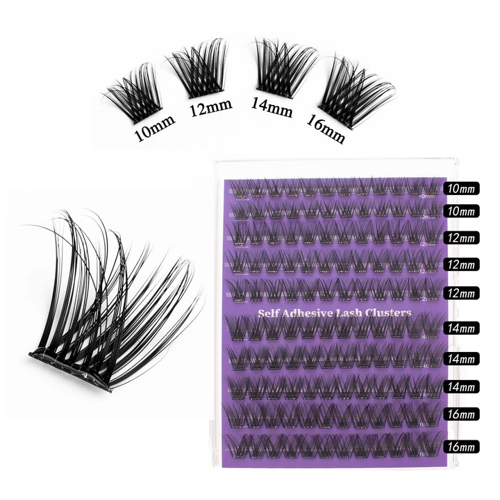 Fekete öntapadós műszempilla készlet, ragasztó nélkül, 2025