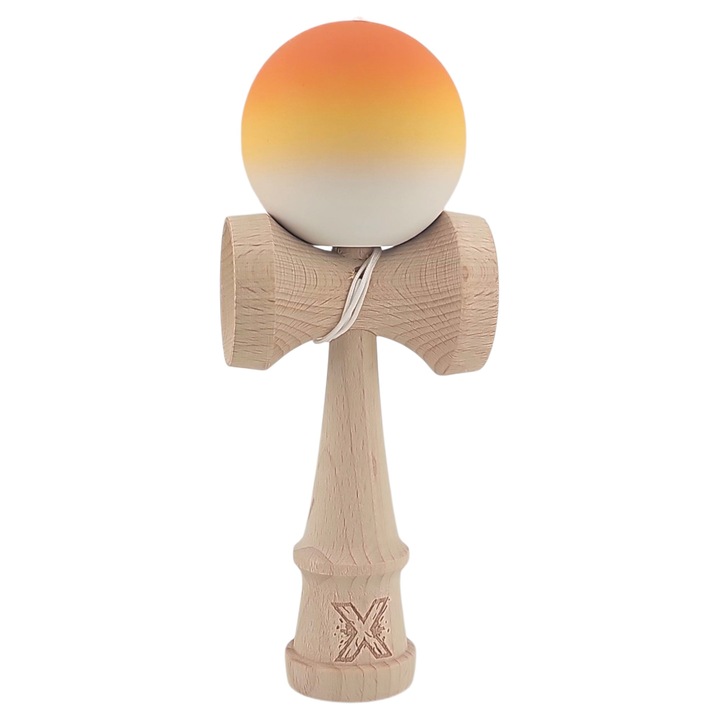 Dali professzionális kendama, 18 cm, narancssárga/sárga/fehér, fából, gumírozott markolat