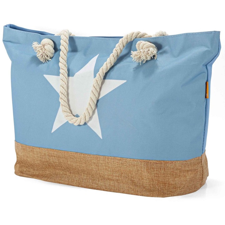 Geanta de plaja Benzi BZ 5796, 55x37x17cm, 34L, poliester, albastru deschis