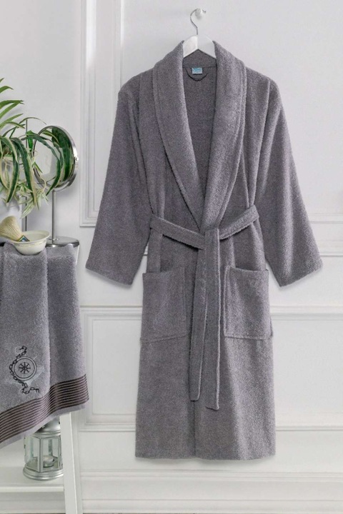 Halat baie Colorful Cotton, 100% bumbac, prosop 45x85cm, Gri antracit