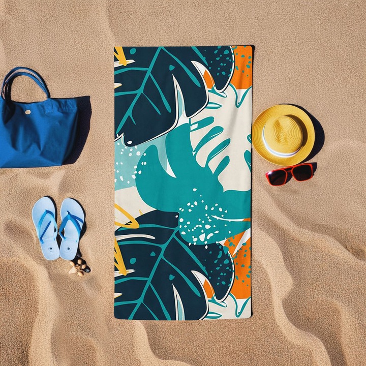 Плажна кърпа от памук, цветна, 75x150 см, 60% памук, 40% полиестер, многоцветна