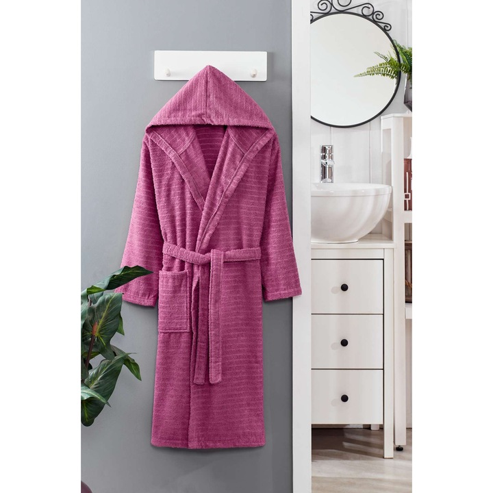 Halat de baie Colorful Cotton, model doga, bumbac 100%, marimea S/M, culoare pruna