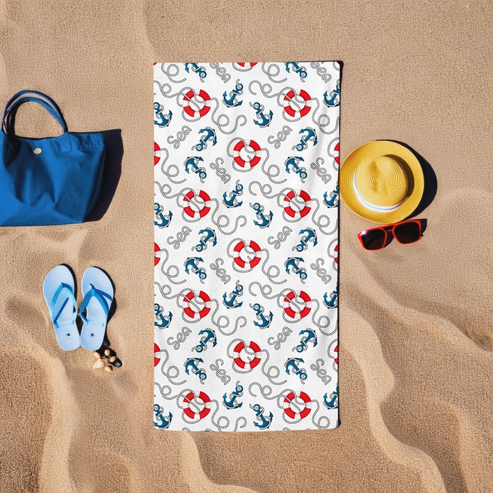 Плажна кърпа от памук, цветна, 75x150 см, 60% памук, 40% полиестер, многоцветна