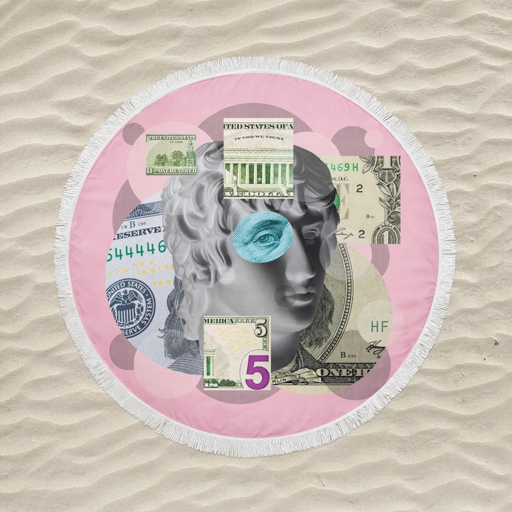 Плажна кърпа от памук, цветна, 150x150 см, 60% памук, 40% полиестер, многоцветна