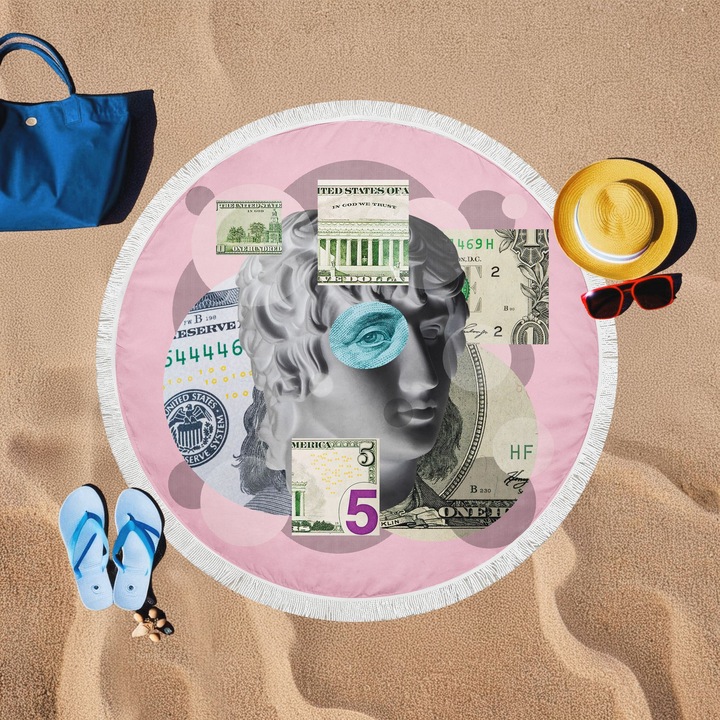 Плажна кърпа от памук, цветна, 150x150 см, 60% памук, 40% полиестер, многоцветна