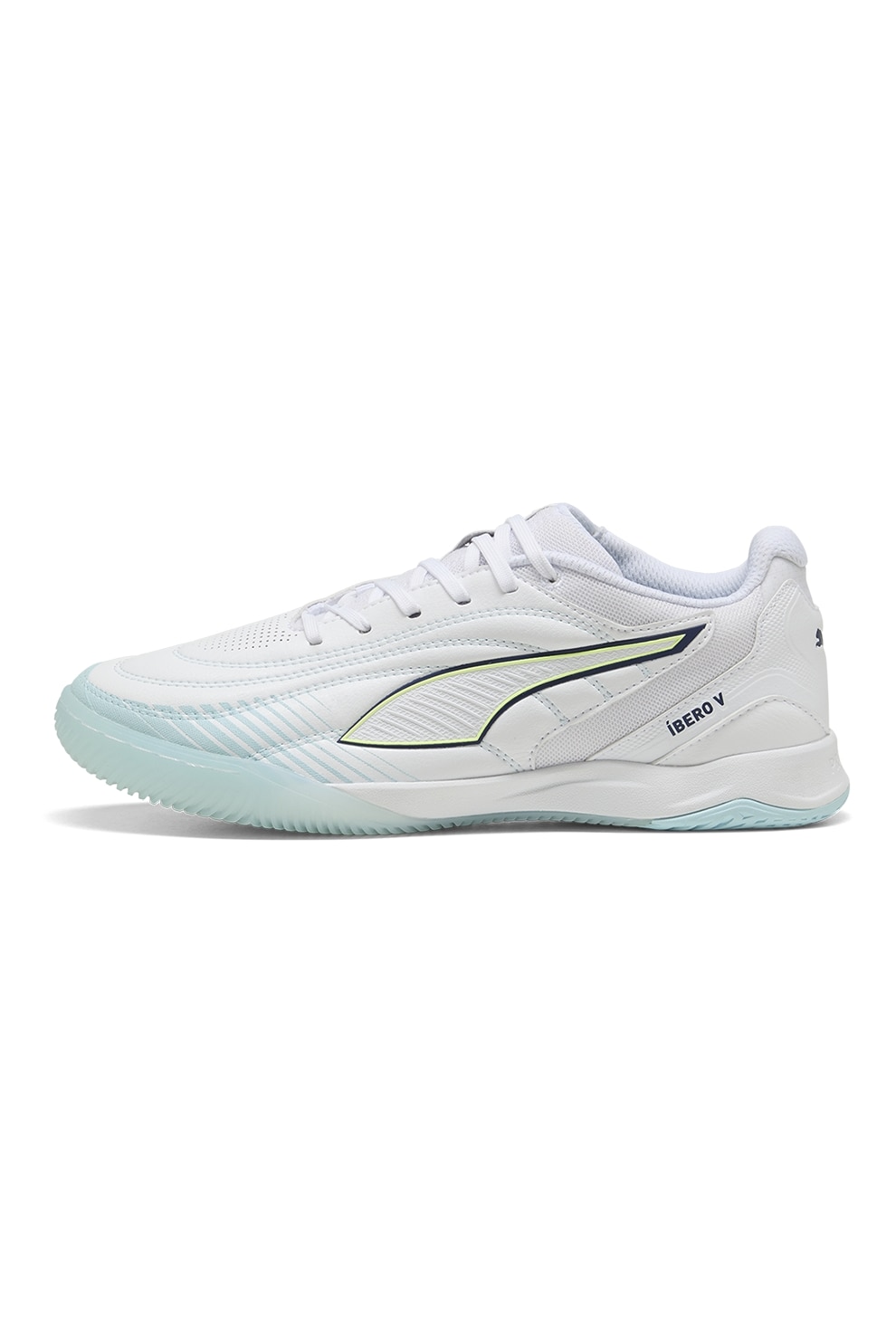 Puma, Pantofi low-cut pentru fotbal Ibero V, Alb, Albastru deschis, 8