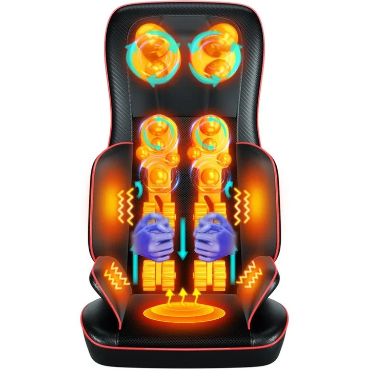 Масажна възглавница, многофункционална електрическа възглавница, за гръб, врат, рамене, за стол, щепсел за ЕС, сива