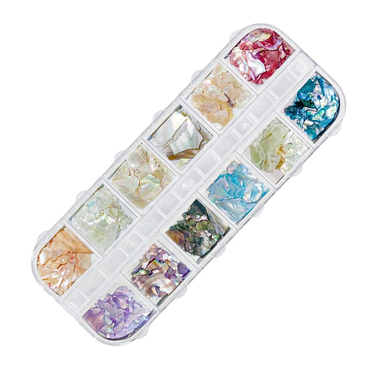 Körömdíszek, GNB-LAB, 4. sz. készlet, 12 forma és árnyalat, többszínű