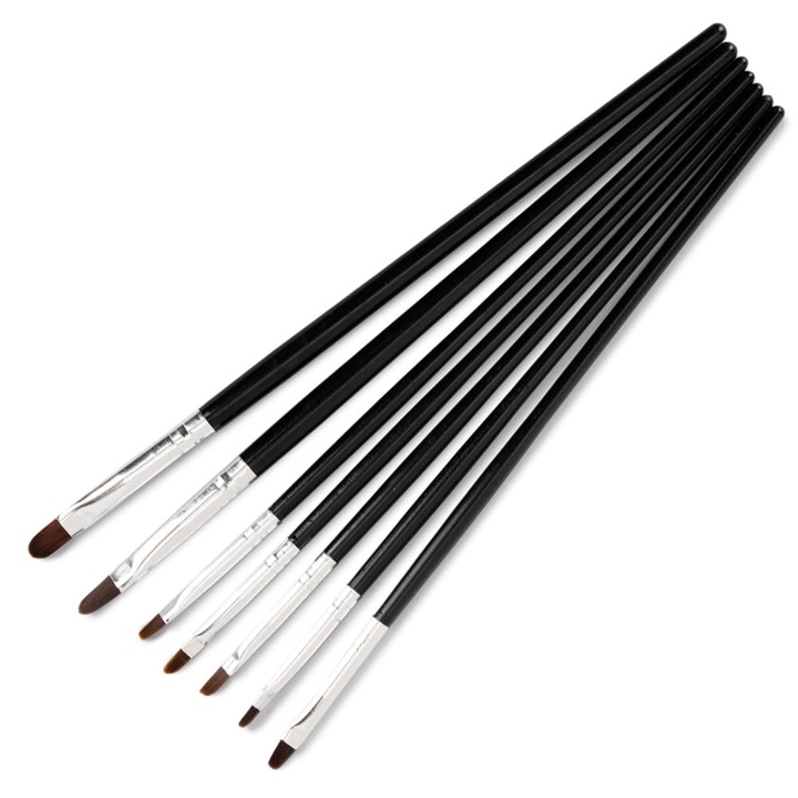 Fekete ovális gél ecsetkészlet 7 darabos, GNB-LAB