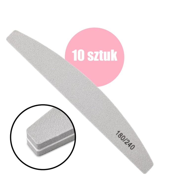 Pilnik cosmetic GNB-LAB set 10 bucati gradatie 180/240, gri