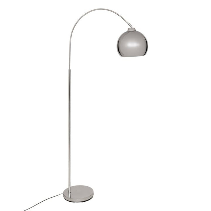 Lampa de podea arcuita FLORIS, metalica, argintie, 177 cm