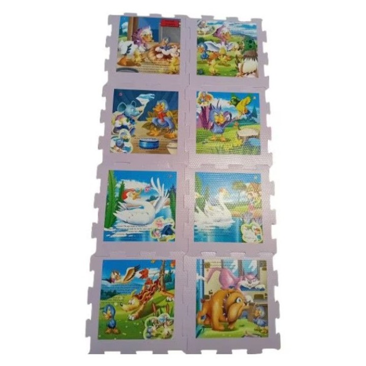 Covor Puzzle din Spuma Moale, Povestea „Ratusca cea urata” – 8 placi, 30x30x1 cm