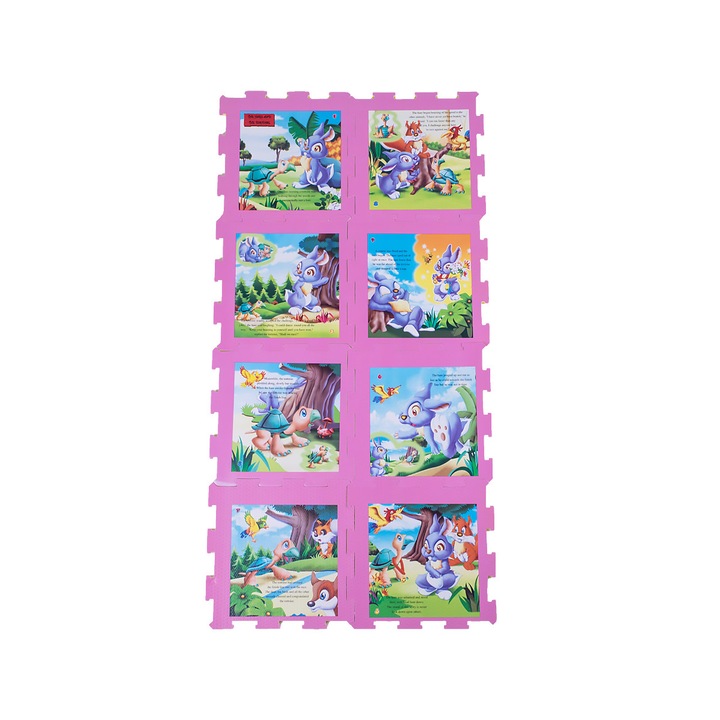 Covor Puzzle din Spuma Moale, Povestea „Iepurasul si Testoasa” – 8 placi, 30x30x1 cm