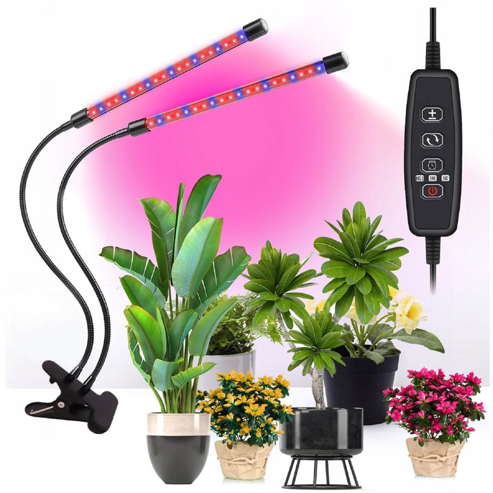 Lampa LED pentru cresterea plantelor, Top Gift, 2 panouri, 9W, USB, 68x12x7cm, rosu si albastru