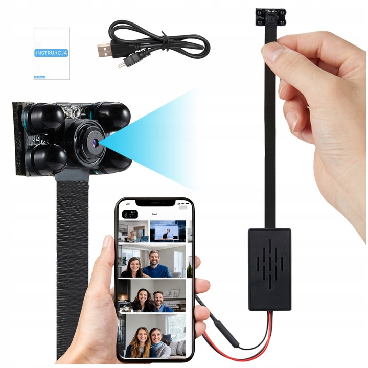 Camera spion modulara Ruffberg S100NIGHT, vizualizare de la distanta, inregistrare nocturna, 57x30x10mm, negru