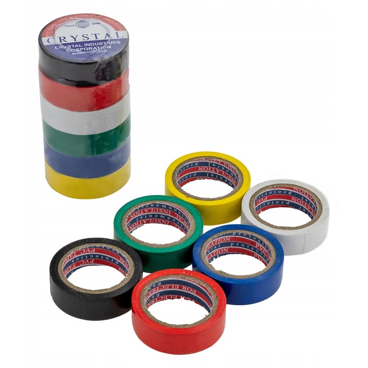 Banda izolatoare PVC, Ruffberg, set 6 role, 17mm x 600cm, multicolor