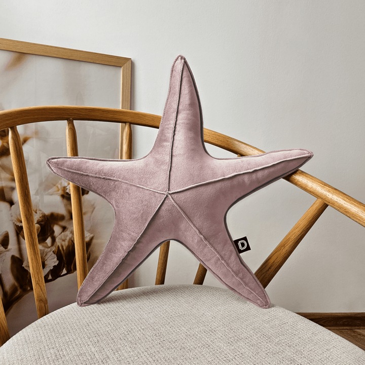 Dekoratív párna VELVET VE2253, világos rózsaszín, 53x53x13cm, csillag alakú