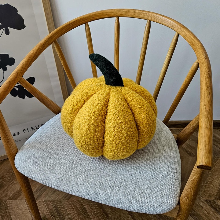 Dekoratív párna, Decordruk, tökmintás, 35x22cm, sárga