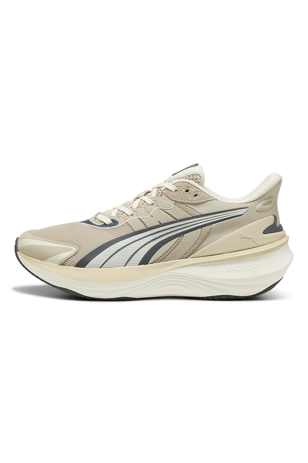 Puma, Pantofi Pulse Pro pentru alergare, Bej inchis, Alb murdar, Gri inchis, 4.5