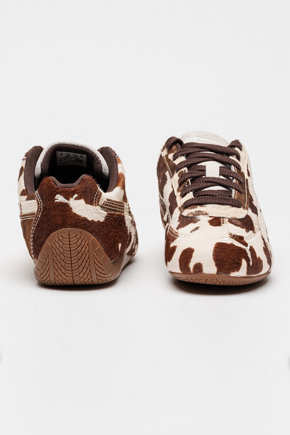 Puma, Pantofi sport cu animal print Speedcat, Maro, Alb murdar